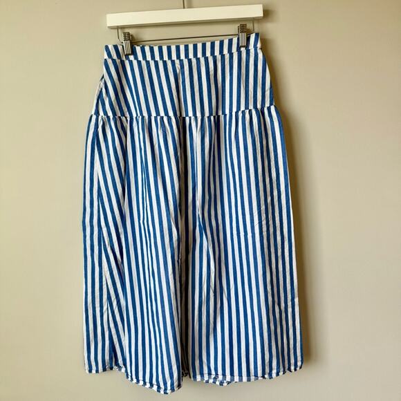 Old Navy | Blue and White Stripe Drop Waist Midi Skirt - Picture 2 of 6